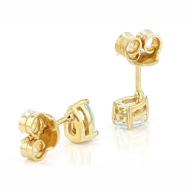Sky Blue Topaz Pear Shape Stud Earrings In 18K Gold Over Sterling Silver