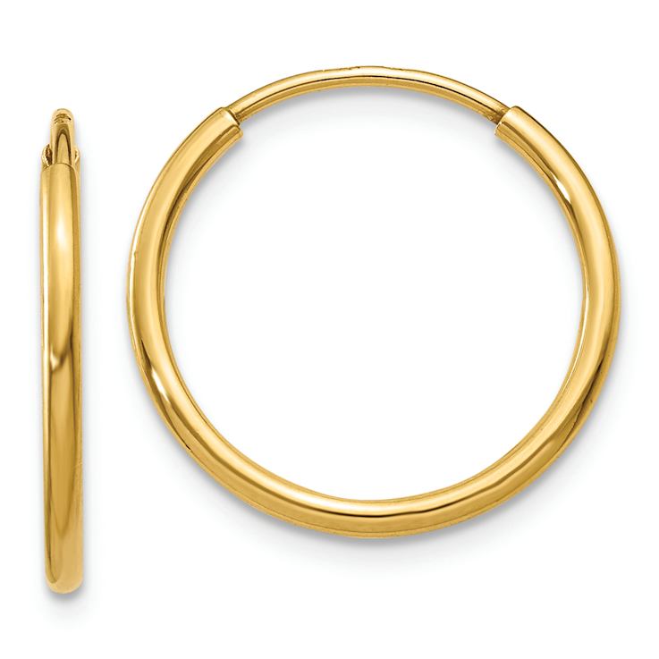 14k Yellow Gold 5/8" Endless Hoop Earrings