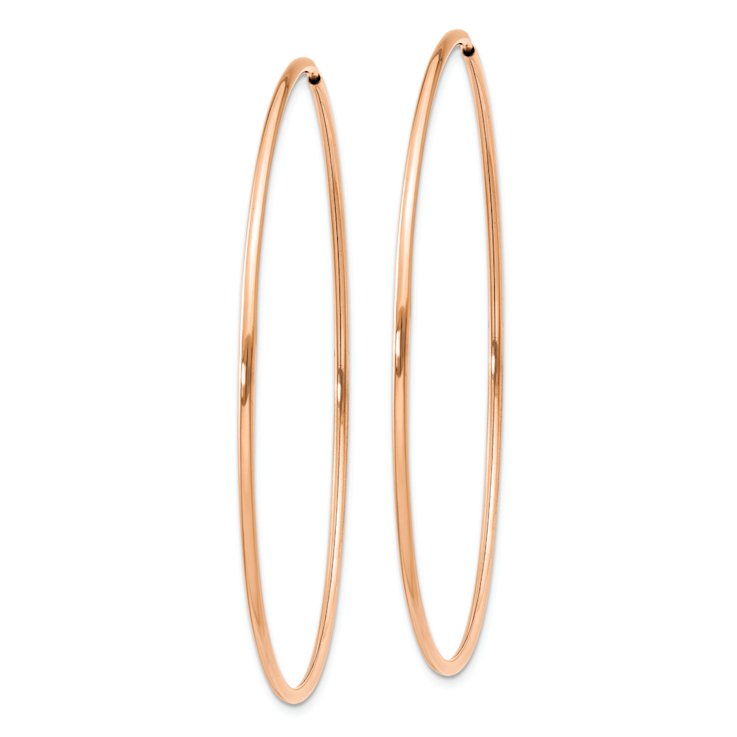14k Rose Gold 2 1/8" Polished Endless Hoop Earrings
