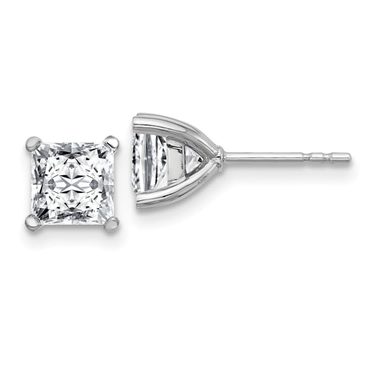Rhodium Over 14K White Gold 1.25ct. VS/SI GH+, Lab Grown Princess
Diamond 4 Prong Earrings