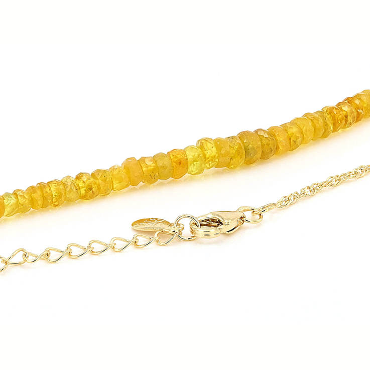 Yellow Sapphire Rondelle Beaded Necklace In 18K Gold Over Sterling Silver