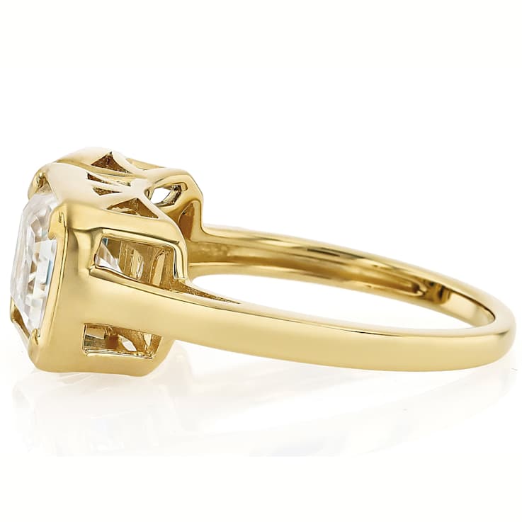 Emerald Green And Colorless Moissanite Two-Stone Ring In 14K Gold Over
Sterling Silver