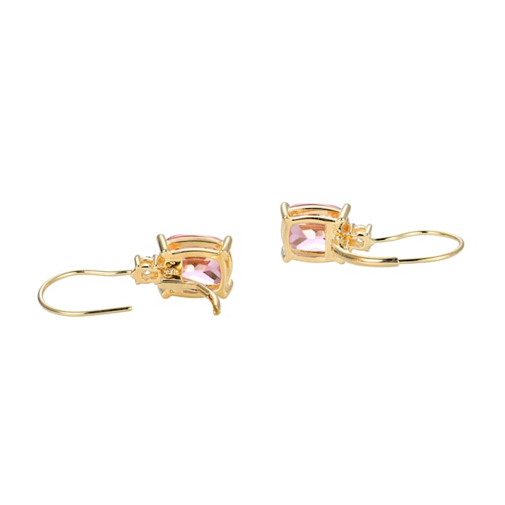 Pink and White Cubic Zirconia 18K Yellow Gold Plated Sterling Silver
Earrings 9.89ctw