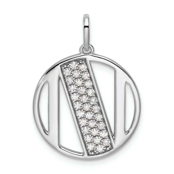14K White Gold Gatsby Diamond Initial N Charm
