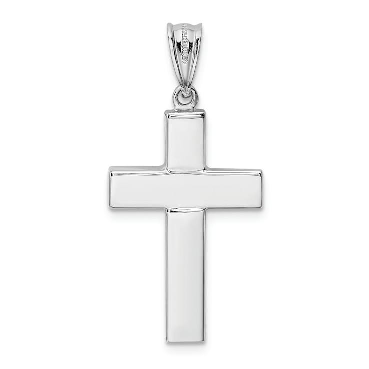 Rhodium Over 14k White Gold Polished Cross Pendant