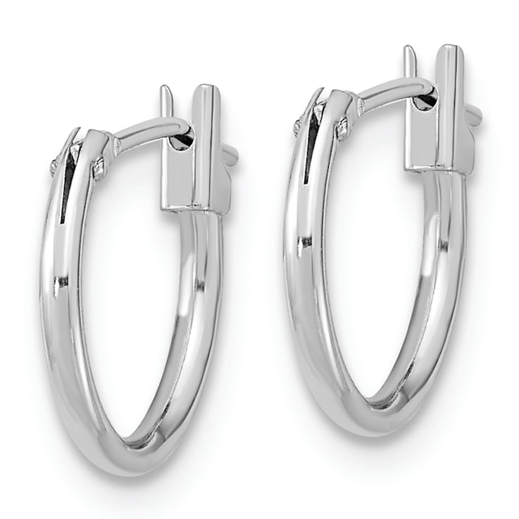 Rhodium Over 14K White Gold Hoop Earrings