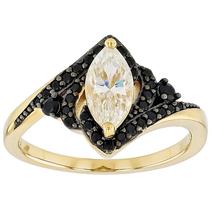 Diamond Simulant Marquise And Black Spinel Ring In 18K Gold Over
Sterling Silver 1.81ctw