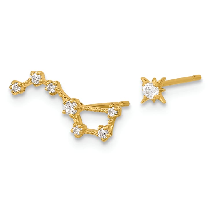 14K Yellow Gold Childrens Cubic Zirconia 1 Stud Star and 1 Little Dipper
Post Earrings
