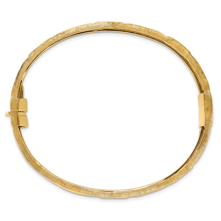 14K Yellow Gold Basket Weave Wide Bangle