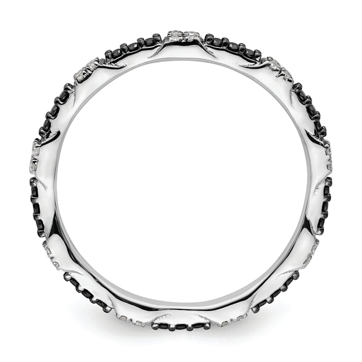 Sterling Silver Stackable Expressions Black and White Diamond Ring 0.216ctw