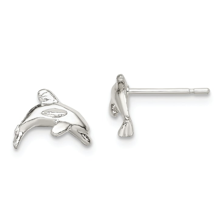 Dolphin Stud Earrings Polished Sterling Silver Dolphin Stud Earrings Polished Sterling Silver