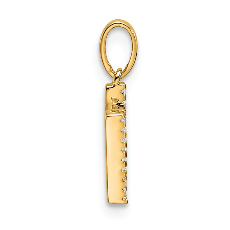 14k Yellow Gold Diamond Letter N Initial Pendant
