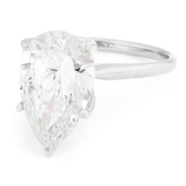 Lab-Grown Diamond Pear Shape Solitaire Ring In 14K White Gold 5.00ct