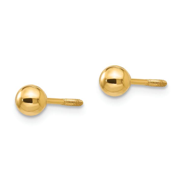 14k Yellow Gold Polished 4mm Ball Stud Earrings