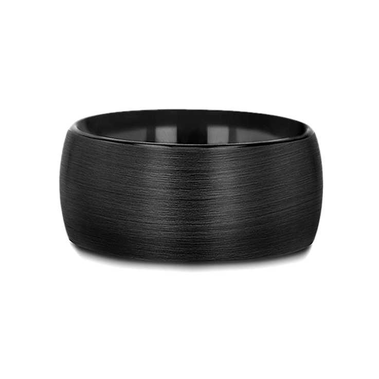 RAIDER Domed Brush Finished Black Tungsten Wedding Band 12mm