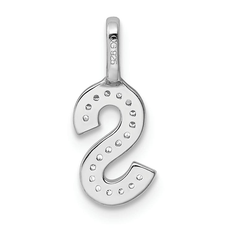 14K White Gold Diamond Letter S Initial Pendant