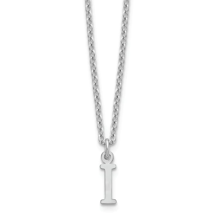 Rhodium Over Sterling Silver Cutout Letter I Initial Necklace