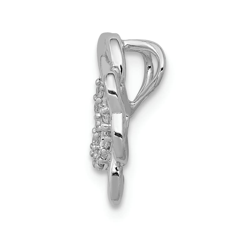 Rhodium Over 14K White Gold 1/15ct. Diamond Four Leaf Clover Chain Slide Pendant