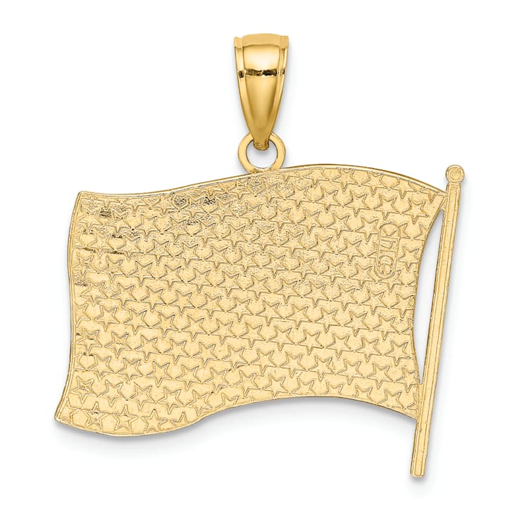 14k Yellow Gold with Enamel American Flag Pendant