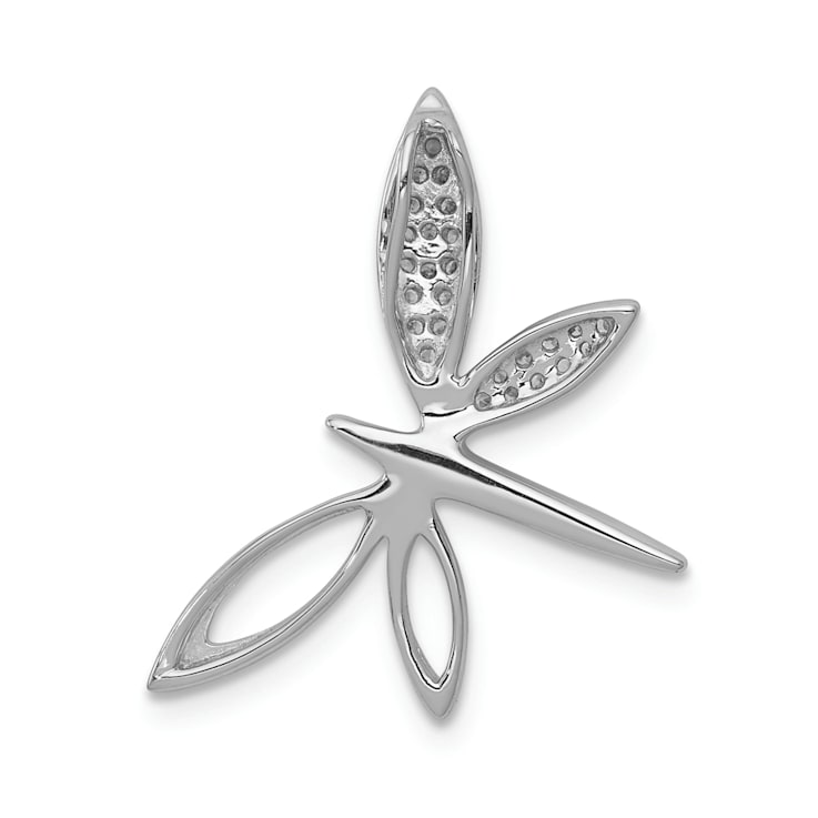 Rhodium Over 14k White Gold Diamond Dragonfly chain slide