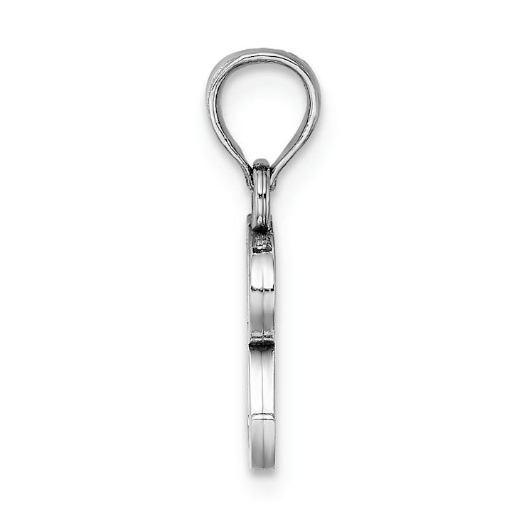 Rhodium Over 14k White Gold Polished Block Letter R Initial Pendant