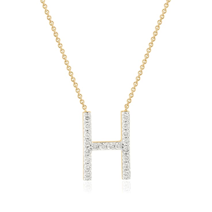 Lab-Grown Diamond Initial H Necklace In 14K Gold Over Sterling Silver 0.50ctw