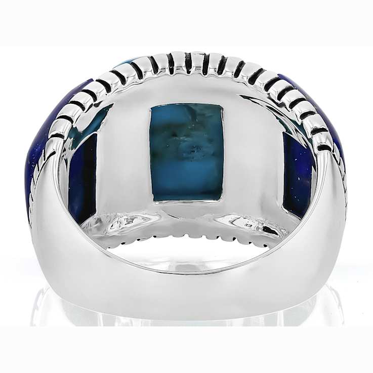 Turquoise And Lapis Lazuli Inlay Ring In Sterling Silver