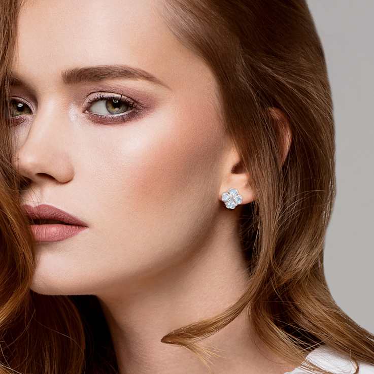 4.40ctw Sky Blue Topaz Floral Earrings in Sterling Silver