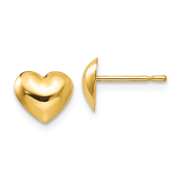 14k Yellow Gold Children's 7mm Heart Stud Earrings