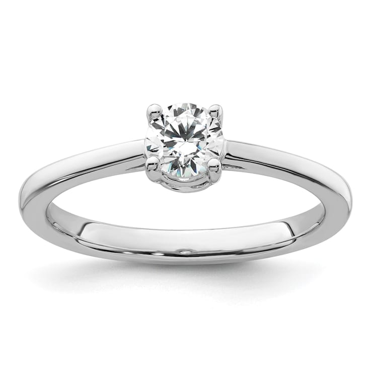 Rhodium Over 14K White Gold Lab Grown Diamond Engagement Ring