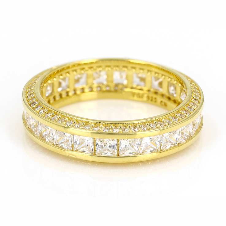 Princess Cut CZ Eternity Band Ring In 18K Gold Over Sterling Silver