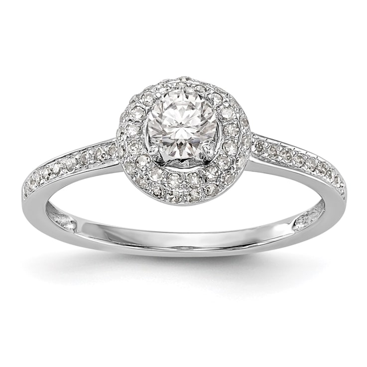 Rhodium Over 14K White Gold Lab Grown Diamond Complete Halo Engagement
Ring 0.405ctw
