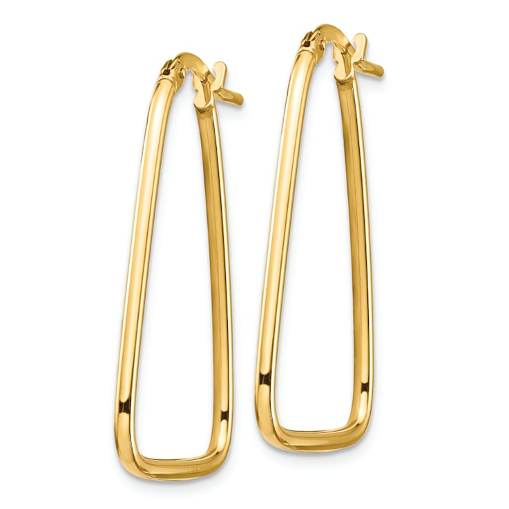 14k Yellow Gold 1 3/16" Polished Triangle Hoop Earrings