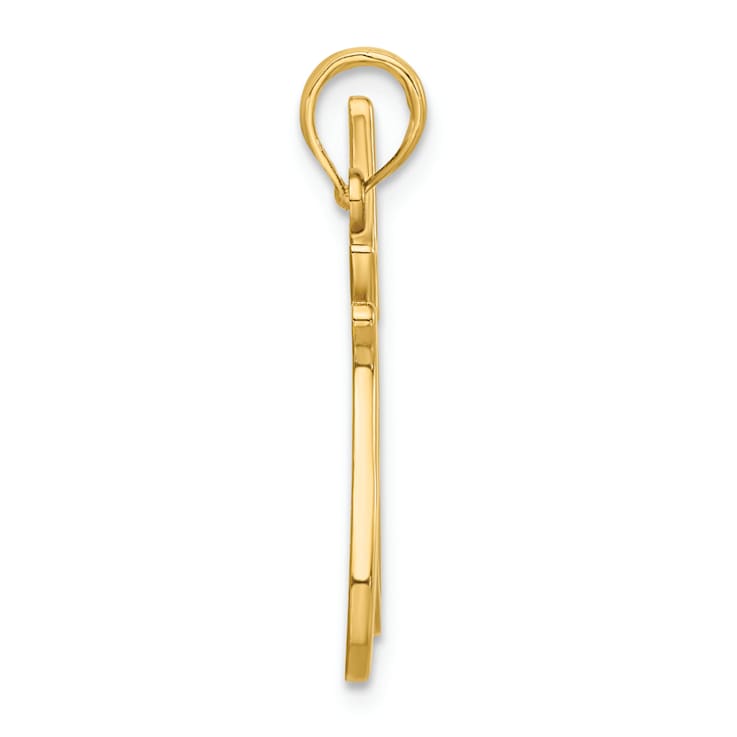 14k Yellow Gold Polished Cat Reaching Pendant