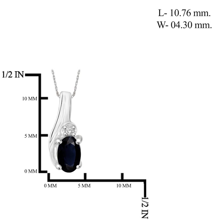 0.28ct Oval Black Sapphire with White Diamond Accent Rhodium Over
Sterling Silver Pendant with Chain