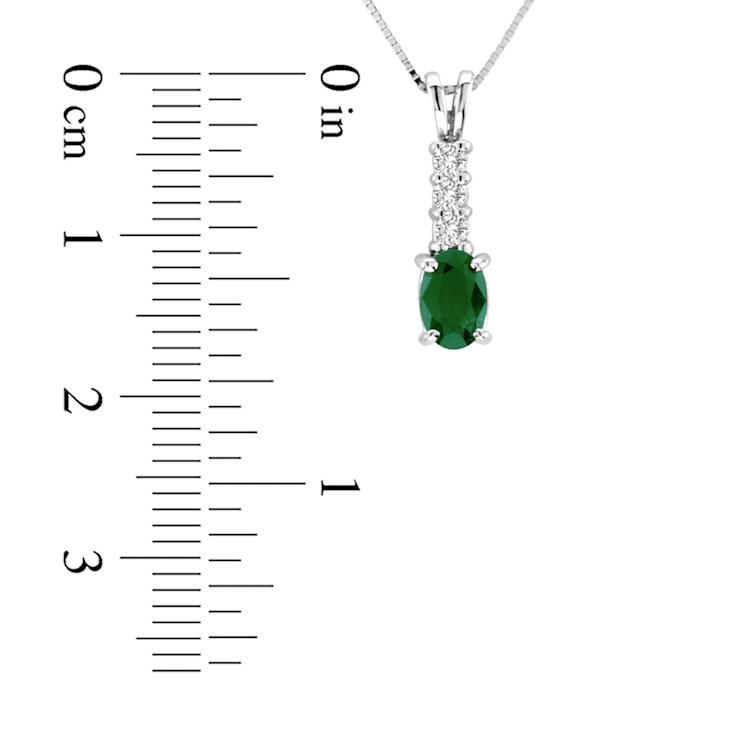 0.64ctw Emerald and Diamond Pendant in in 14k White Gold