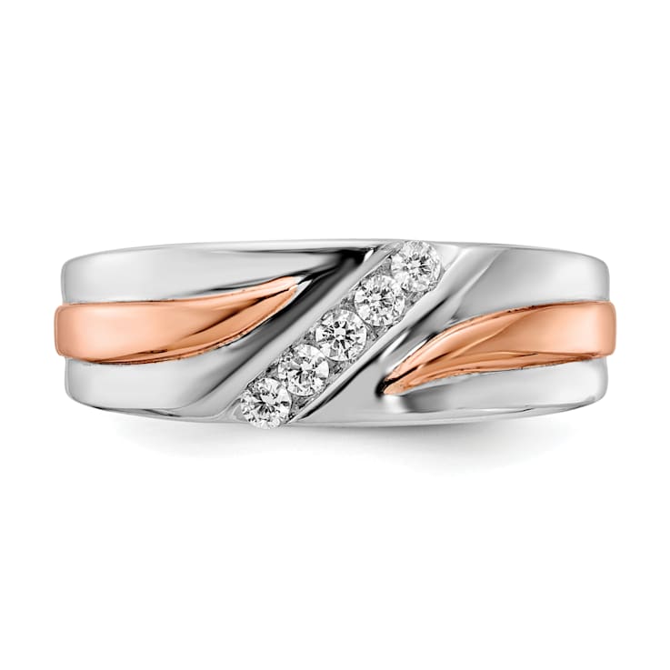 14K Two-tone Rose and White Gold Lab Grown Diamond Band