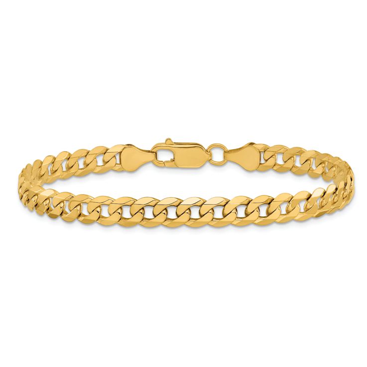 10k Yellow Gold 6.25mm Flat Beveled Curb Link Bracelet