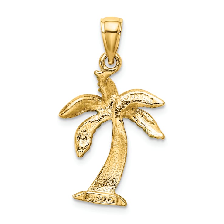 14k Yellow Gold Enamel Palm Tree Charm