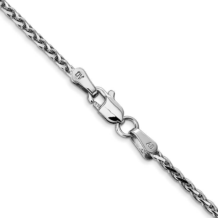 Rhodium Over 14k White Gold 1.6mm Diamond-Cut Parisian Wheat Link Bracelet