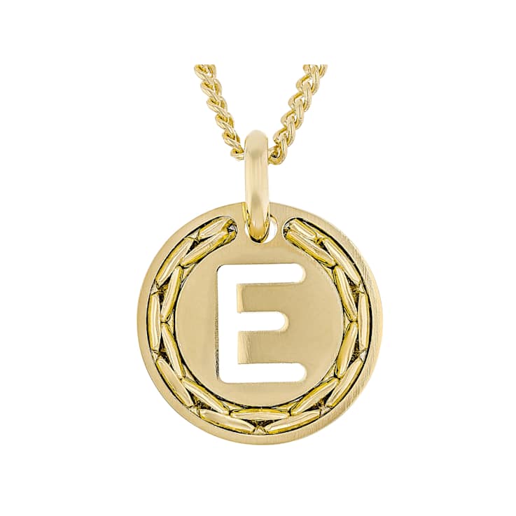 Cardano Initial E Pendant Necklace In 18K Gold Over Bronze