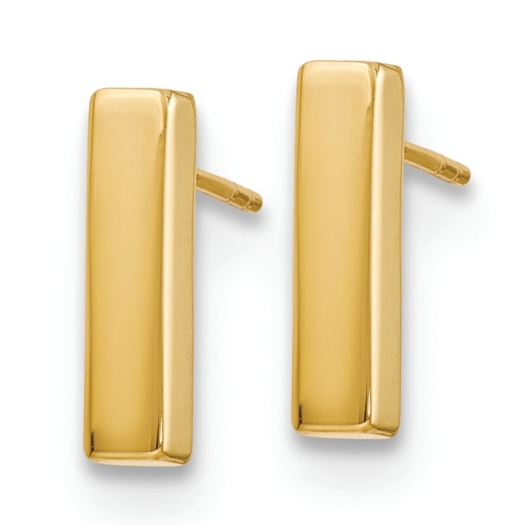 Polished Bar Stud Earrings In Solid 10K Gold