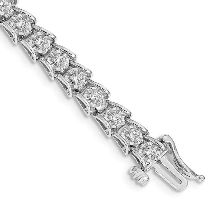 Rhodium Over 14k White Gold Diamond Fancy Bracelet