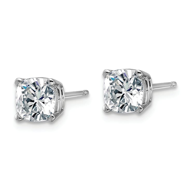 Rhodium Over 14K White Gold 1.75ct. 5.5mm Cushion G H I True Light
Moissanite Earrings