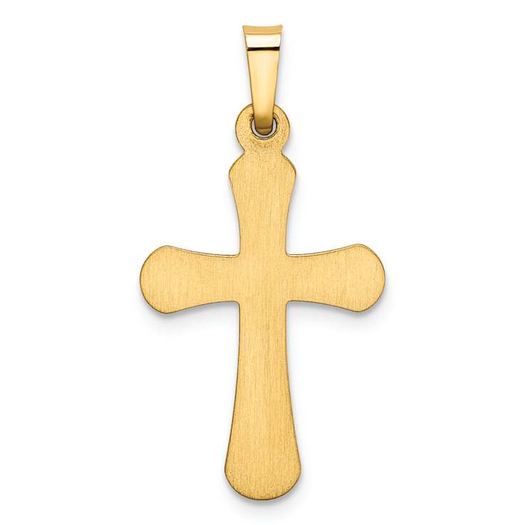14k Yellow Gold Polished Rounded Cross Pendant