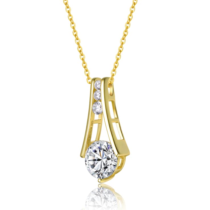 Moissanite Trapeze Pendant In 14K Gold Over Sterling Silver 1.50ctw DEW