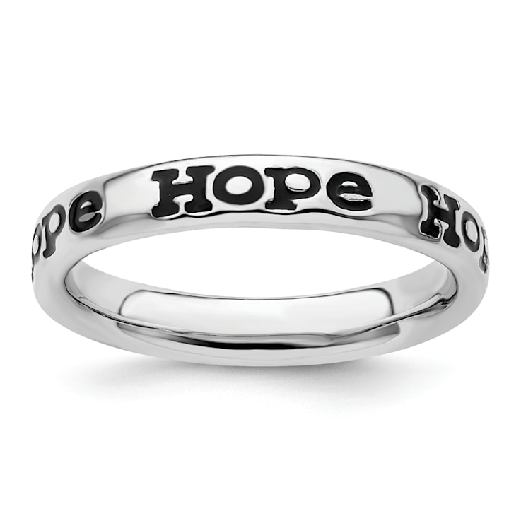 Sterling Silver Stackable Expressions Expressions Polished Enameled Hope Ring