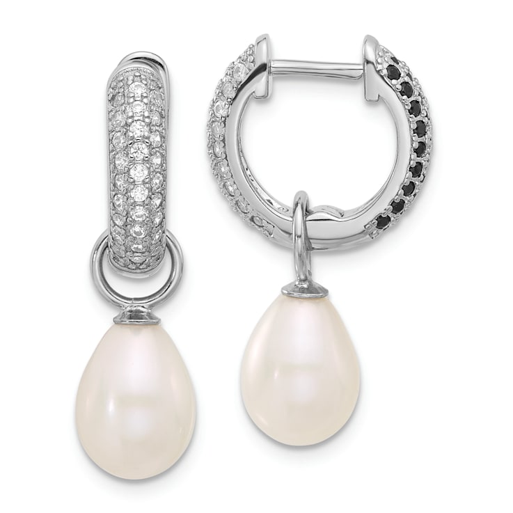 Rhodium Over Sterling Silver 7-8mm FWC Pearl/Cubic Zirconia
Interchangeable Earrings Set