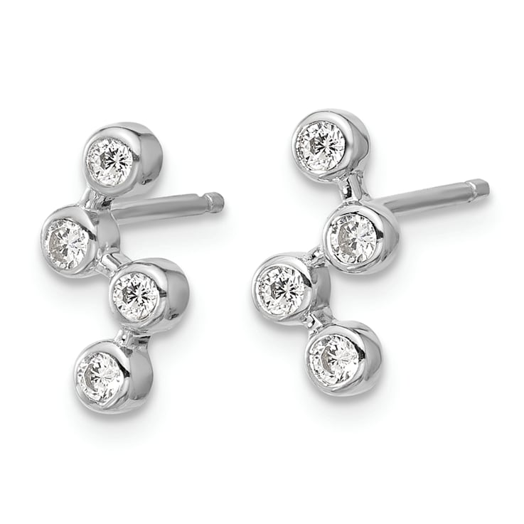 Rhodium Over Sterling Silver Polished Multi Bezel Set Cubic Zirconia
Post Earrings