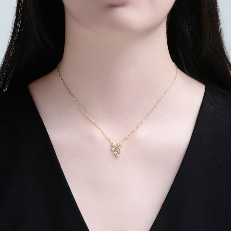 CZ Statement Pendant Necklace In 14K Gold Over Sterling Silver